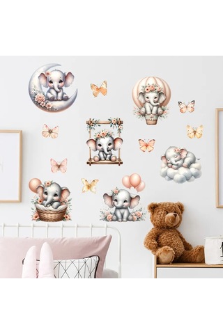 Agamix Duvar Çıkartmaları Fil İç Dekorasyon Çocuk Büyük 309863779 Gri