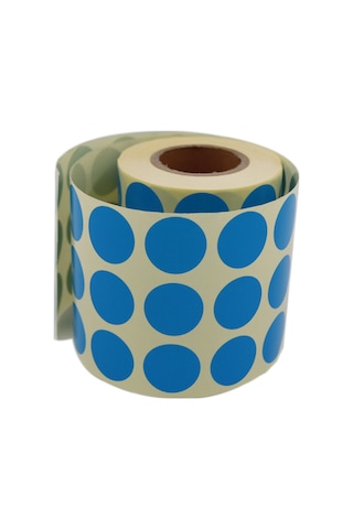 Renkli Kuşe Rulo Çap Etiketi 25mm X 25mm 2500 Adet Yan Yana 3 Lü