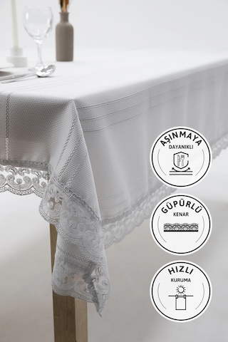 Defne Leke Tutmaz Masa Örtüsü 160x220 - Gri Gri