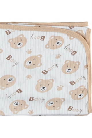 Penye Bebek Battaniye Kaliteli Kumaş Pamuklu Ayıcıklı Bebek Batta Kahverengi