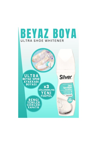 Silver X3 Etkili Güçlendirilmiş Ultra Beyaz Spor Bez ve Kumaş Likit Ayakkabı Boyası 75 ML