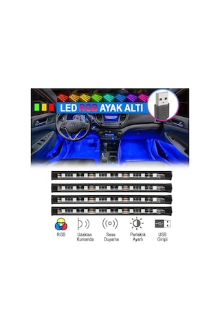 Eraks Usb Girişli 12 Led Ayak Altı Led Sese Duyarlı Kumandalı