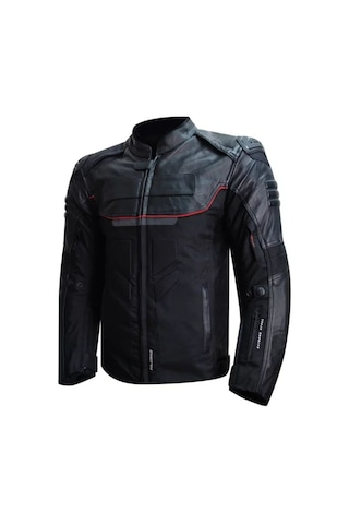 Ebakbak Reflektörlü 4 Mevsim Deri 600-D Kumaş Motosiklet Montu