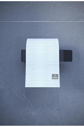 Alfams Modern Metal Tuvalet Kağıtlık Çelik Duvar Tipi Wc Peçete Askısı, Modern Minimal Banyo Aksesuarı - Siy Çok Renkli