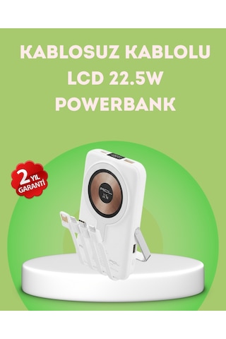 Hnrlıshp Lcd Göstergeli Manyetik Powerbank Type C Usb Girişli Çok Renkli