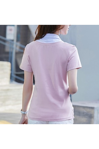 Turuncu Pamuk Yaz Yeni Kısa Kollu Kadın Gömlek Kadın Sahte Iki Kadın Ince Turn Down Yaka Gömlek Za Tops Turuncu