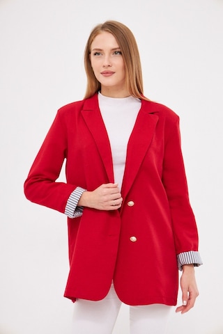 Armonika Kadın Kırmızı Kruvaze Yaka Kolu Katlama Detaylı Oversize Vatkalı Blazer Ceket Arm-25k001015