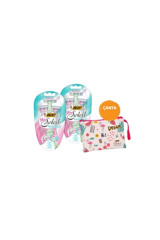 Bic Miss Soleil Sensitive Bundle Kadın Tıraş Bıçağı Seti 3'lü + Makyaj Çantası