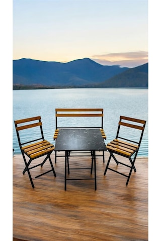 Modern Balkon Bahçe Mutfak Bistro Set Katlanır Masa-sandalye Sarı