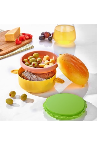 Hamburger Görünümlü Beslenme Ve Saklama Kabı Çok Renkli 86934404