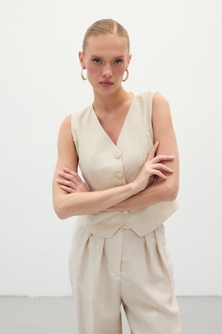 Sateen Keten Yelek - Taş-136282 Taş