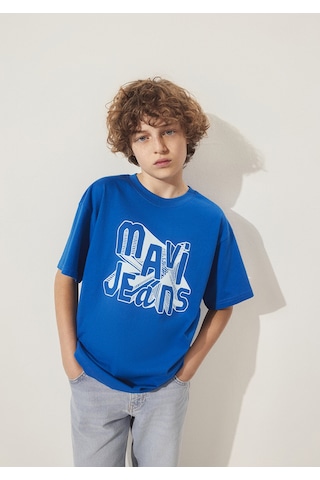 Mavi - Mavi Jeans Baskılı Mavi Tişört 6610281-82491 Mavi