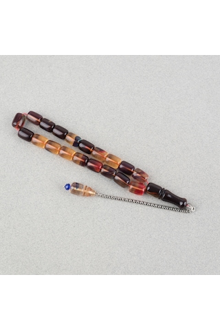 Sıkma Kehribar Püsküllü Efe Boy Kapsül Kesim 10x13mm Tesbih -alacalı