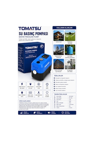 Tomatsu 2 Kat 2 Daire Akıllı Su Basınçlandırma Otomatik Hidrofor 20 Metre Basma - Sıcak Ve Soğuk Suya Uygun