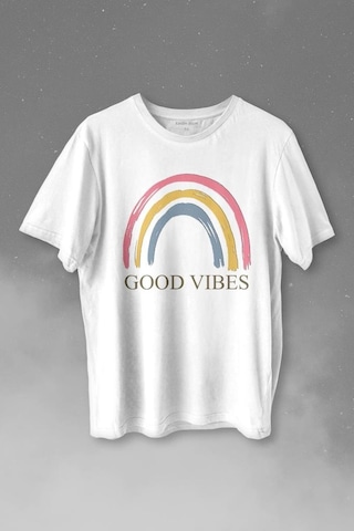 Good Vibes Gökkuşağı Rainbow Cisniyet Eşitlik Özgürlüğü Baskılı Tişört Unisex T-shirt 001
