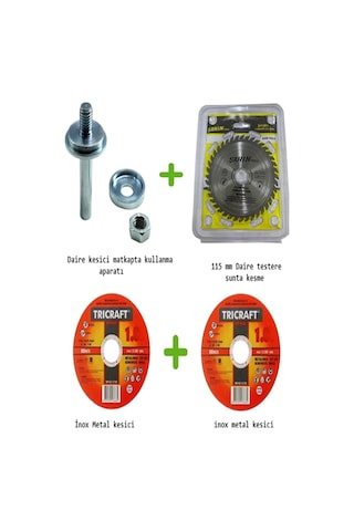 Matkapta Kullanmak Için Daire Testere Aparatı Kesici Diskleri Ve 3 Adet Disk