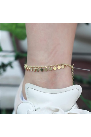 Gold Kaplama Pullu Gümüş Halhal Gümüş