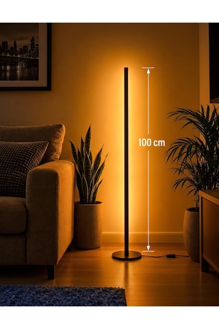 Led Lambader 100 Cm Rgb Mix Kumandalı Renk Geçişli 16 Renk Ambiyans Köşe Aydınlatma Siyah