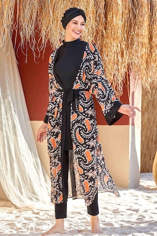 Adasea Mayo Üzerine Tek Pareo Kaftan Roxana 6108 Siyah Siyah