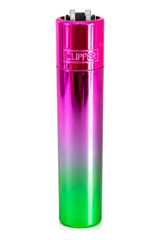 Clipper Metal Gaz Dolumlu Çakmak Pembe Yeşil Degrade Özel Kutulu Premium Model Çok Renkli