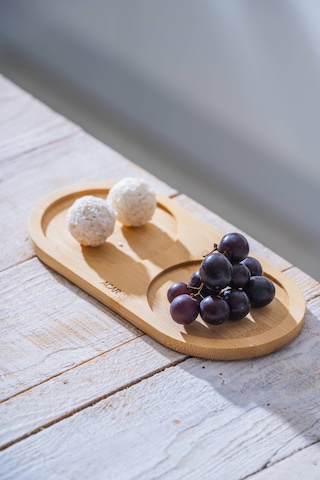 Acar Bambu İki Bölmeli Sunumluk - 19.5 Cm Ahşap-bej