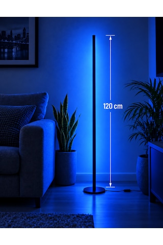 Led Lambader 120 Cm Rgb Mix Kumandalı Renk Geçişli 16 Renk Ambiyans Köşe Aydınlatma Siyah