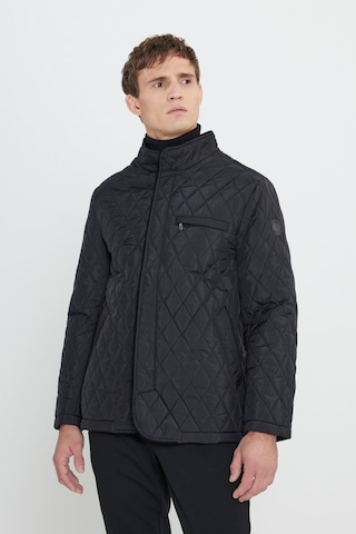AC&Co / Altınyıldız Classics Erkek Sıyah Standart Fit Normal Kesim Dik Yaka Desenli Overcoat Siyah