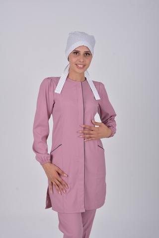 Pudra Soft Likra Hemşire Doktor Tesettür Alt Üst Takım Üniforma