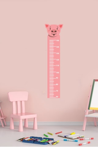 Sevimli Domuz Temalı Boy Ölçer Duvar Sticker