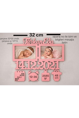 Bebek Resim Çerçevesi Kişiye Özel Renk Seçenekli 32 20 Cm Resim İci 10 15 No 95