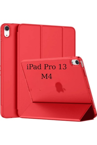 Fuchsia Apple iPad Pro 13 2022 M4 Çip İle Uyumlu Kalemlikli Standlı Katlanabilir Smart Cover Tablet Kılıfı Kapaklı Kılıf