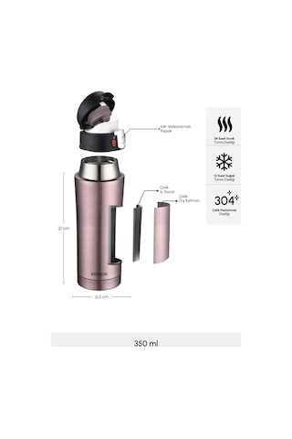 Karaca Pluton Çelik Sızdırmaz Termos Rose Gold 350 ml