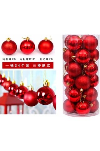 Gajeena 3cm Kırmızı Noel Topları Seti - 24 Adet Yuvarlak Kutulu Noel Süs Eşyaları - Ev Dekoruasyonu Kıvırcıklar