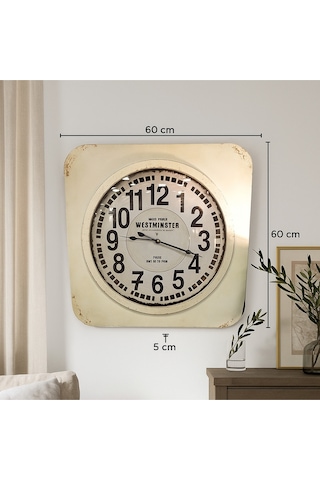 Duvar Saati Kare 60x60 Krem