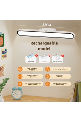 Yunboo Led Göz Koruyucu Okuma Lambası - 32cm Beyaz, 28 Led, 9 Aydınlatma + 3 Renk Modu, Şarjlı Ve Priziyle Kullanıma Uygun, Mıknatıslı, Öğrenci/ev İçin Diğer