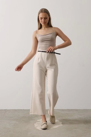 Defymoda Kemer Pens Detaylı Pantolon - Bej Bej