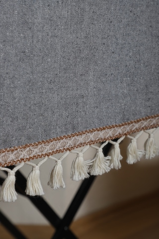 Dnc Home Tekstil Ndchome Keten Gri Antrasit Şeritli Ponpon Runner 150 X 45 Antrasit