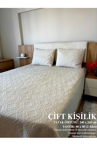 Çift Kişilik Yatak Örtüsü Bej