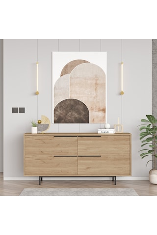 Robin Home Lidya Konsol 4 Kapaklı Metal Ayaklı 160cm Sepet
