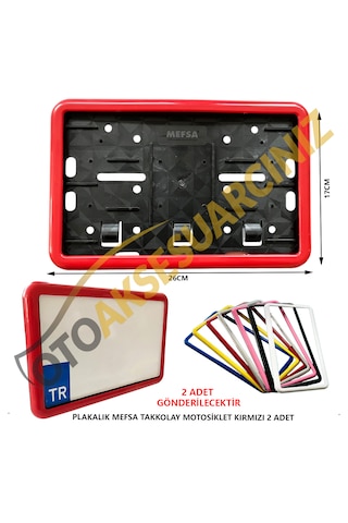 Plakalık Plastik Tak Kolay Motor Motosiklet Kırmızı Çerçeveli 2ad