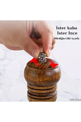 İki Adet Premium Ahşap Tuz Ve Karabiber Öğütücü Seti - Ayarlanabi