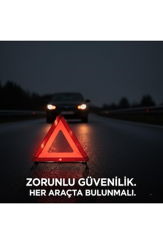 Profesyonel Araç Reflektörü - Avrupa Standartlarına Uygun Üçgen İkaz Tabelası - Katlanabilir Ve Metal Ayaklı G