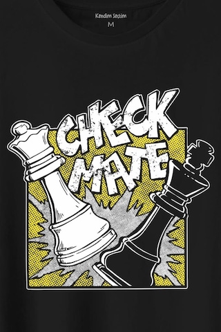 Şah Mat Satranç Check Mate Chess Kral Kraliçe Gambit Baskılı Tişört Unisex T-shirt 001