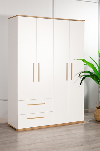 Eva 402 - 4 Kapaklı 2 Çekmeceli Gardırop