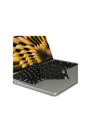 Novstrap Macbook Air 13.6 M2 A2681 M3 A3113 M4 A3240 M5 A3449 İle Uyumlu Türkçe Q Şeffaf Klavye Koruyucu Kılıf Siyah