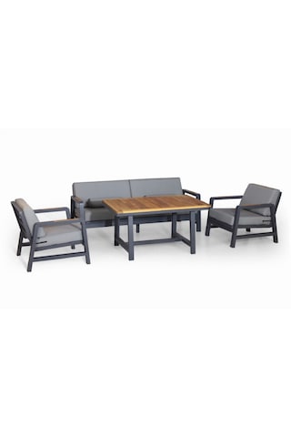 Madera Alüminyum Bahçe Balkon Oturma Grubu 3+1+1+masa Gri