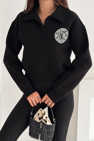 Noa & Noa Kadın Baskılı Oversize Sweatshirt Sporty Season 1992 Siyah