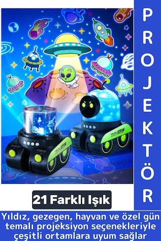 Dekoratif Gezegen Hayvan Özel Gün 21 Farklı 3d Film Çocuk Bebek Odası Robot Projektör Gece Lambası Çok Renkli