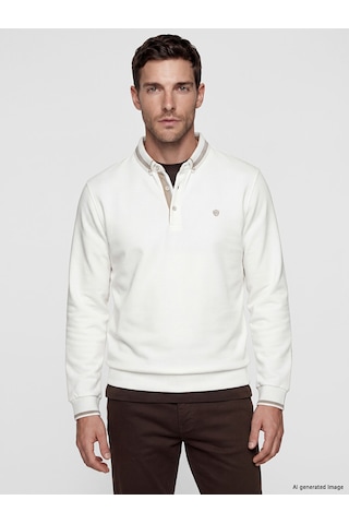 Lcwaıkıkı Classic Beyaz Polo Yaka Erkek Sweatshirt