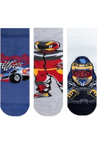 Brz Kids Motor Race Erkek Çocuk Patik Çorabı 3'Lü Set